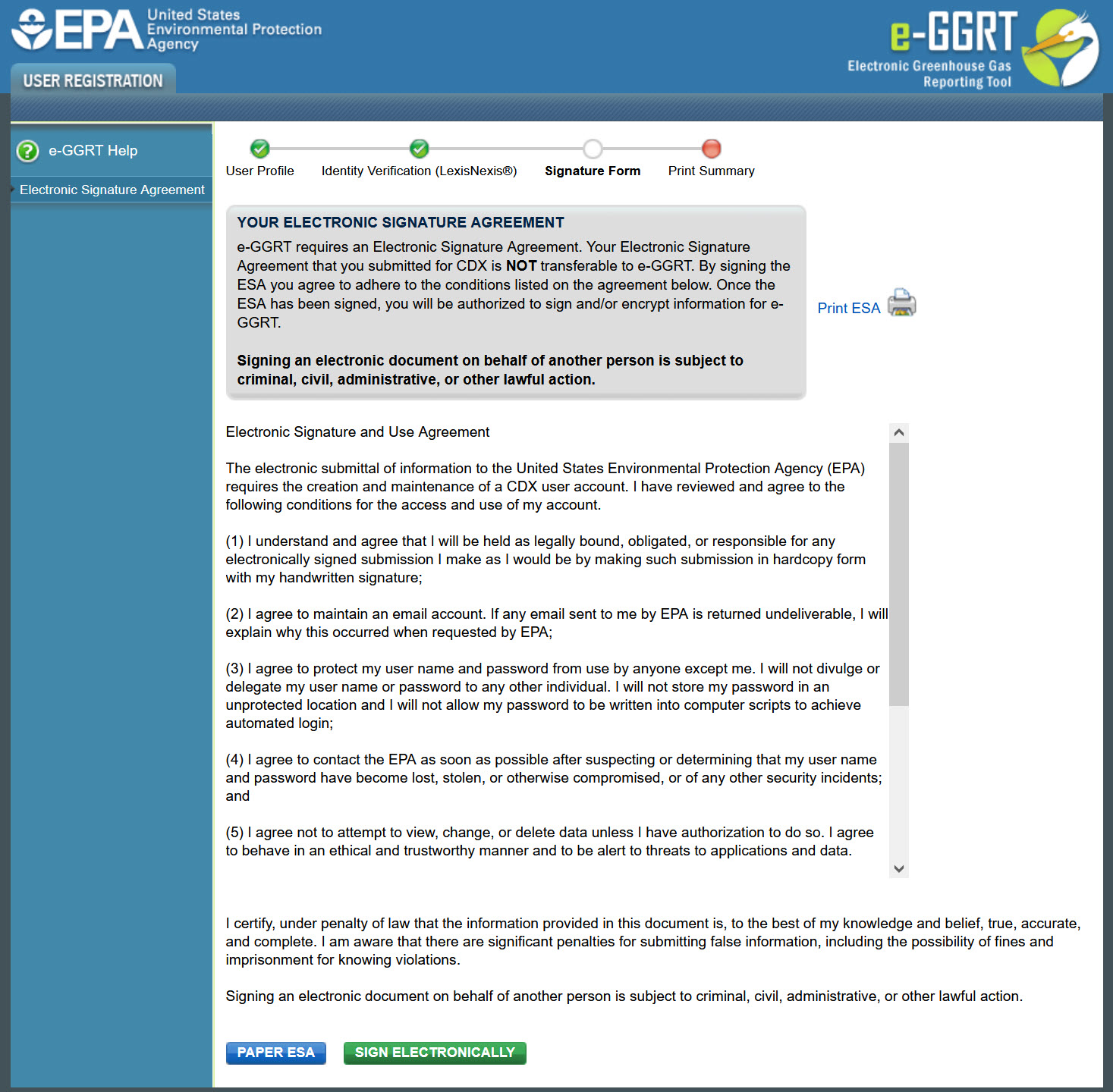 Electronic Signature and Use Agreement  image